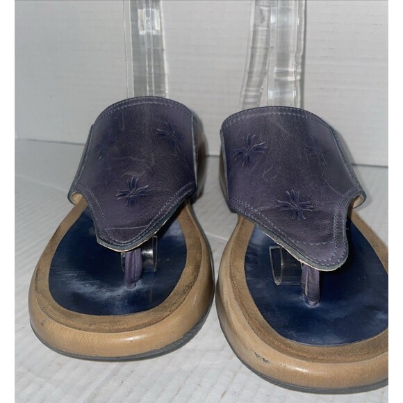 Dansko Sandals Womens US 8  Slide Blue Leather Slip On Wedge Flip Flop EU 38 - Picture 3 of 16